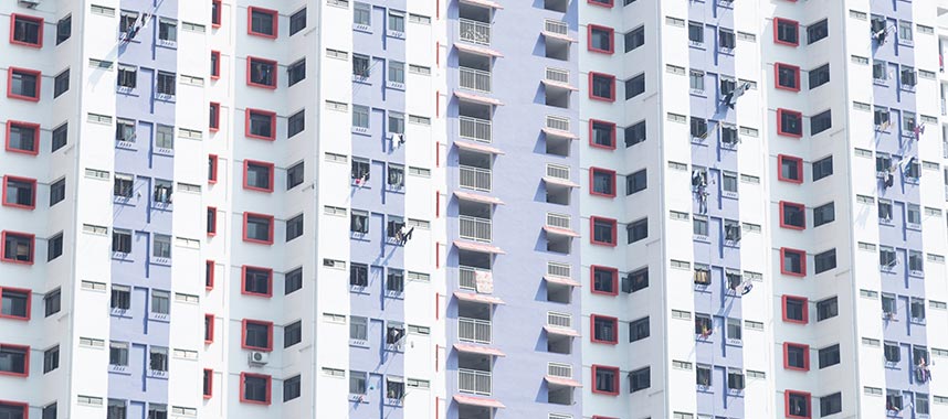 Rooms for rent available in a block of HDB flats in Singapore