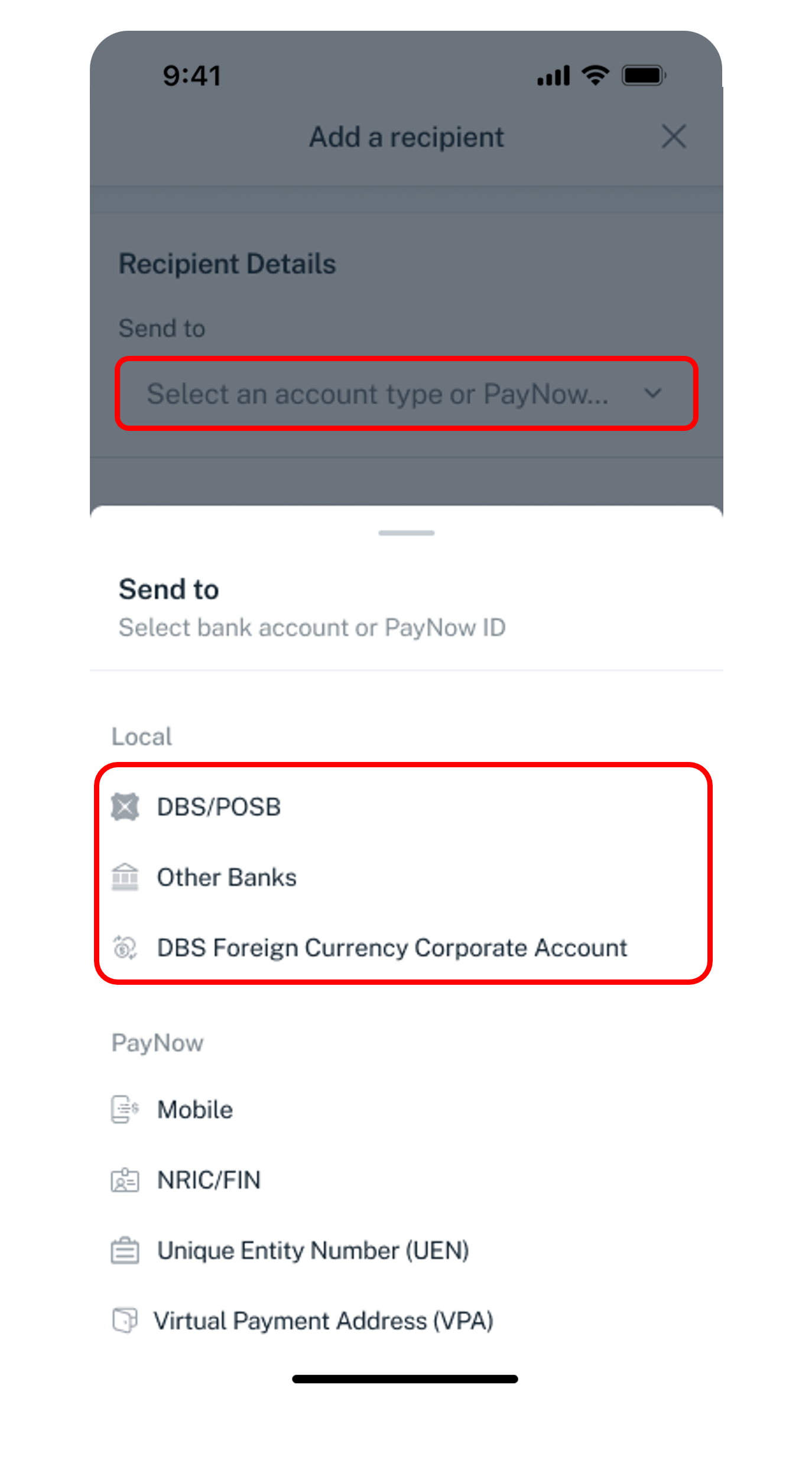 select account type