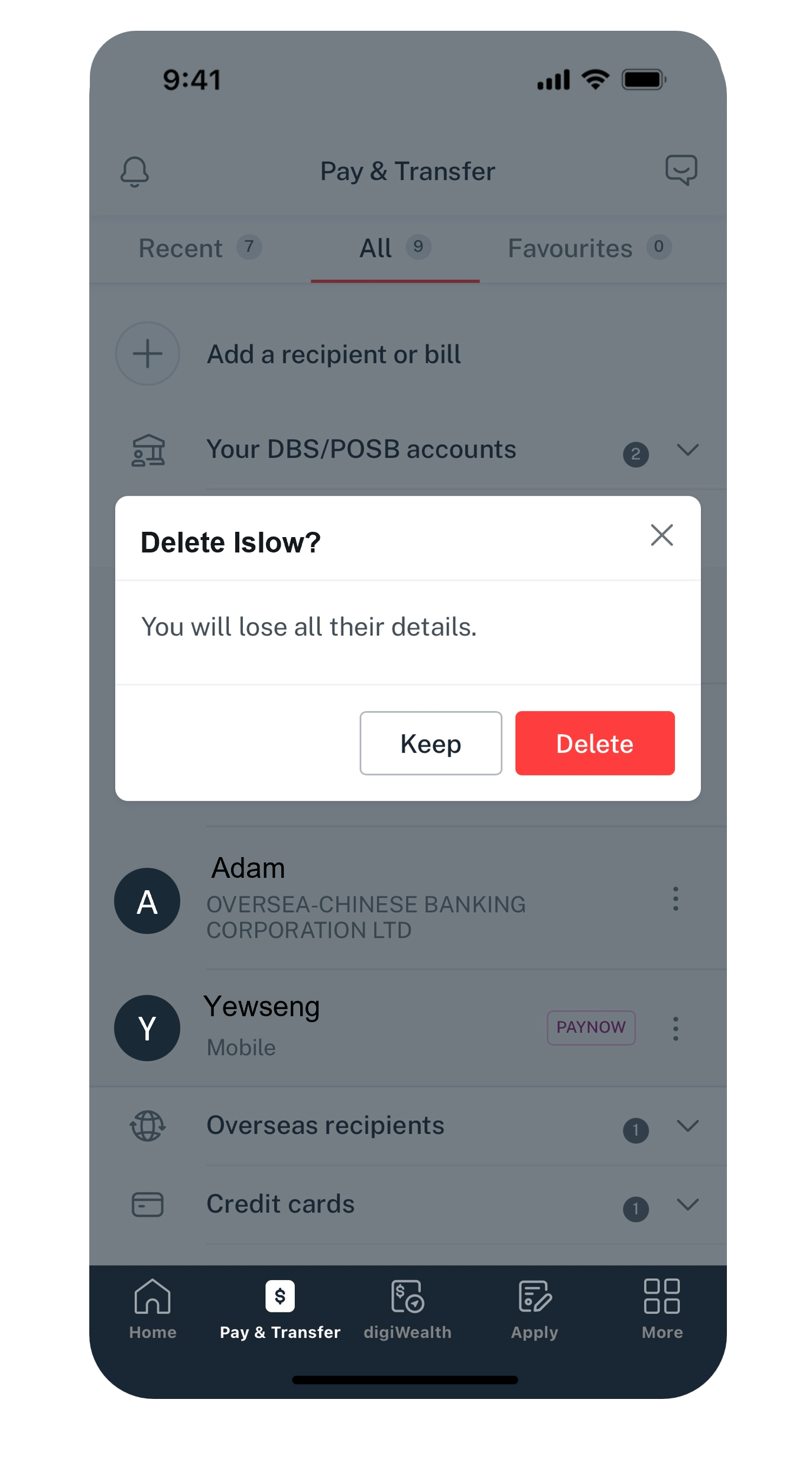 confirm deletion