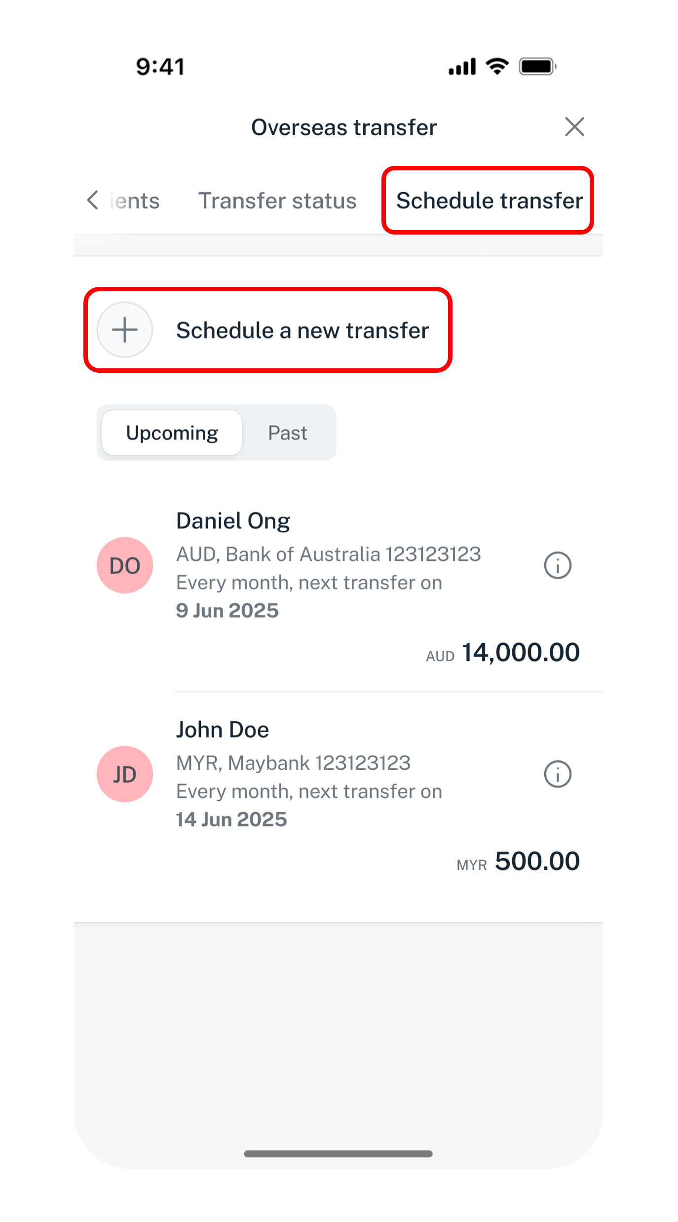 new schedule transfer