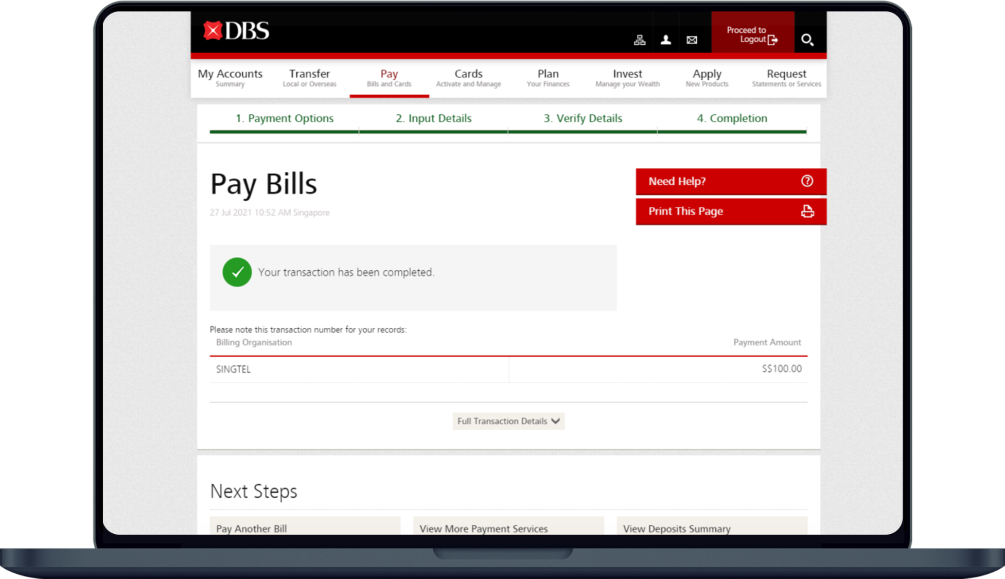 Make Bill Payment POSB Singapore