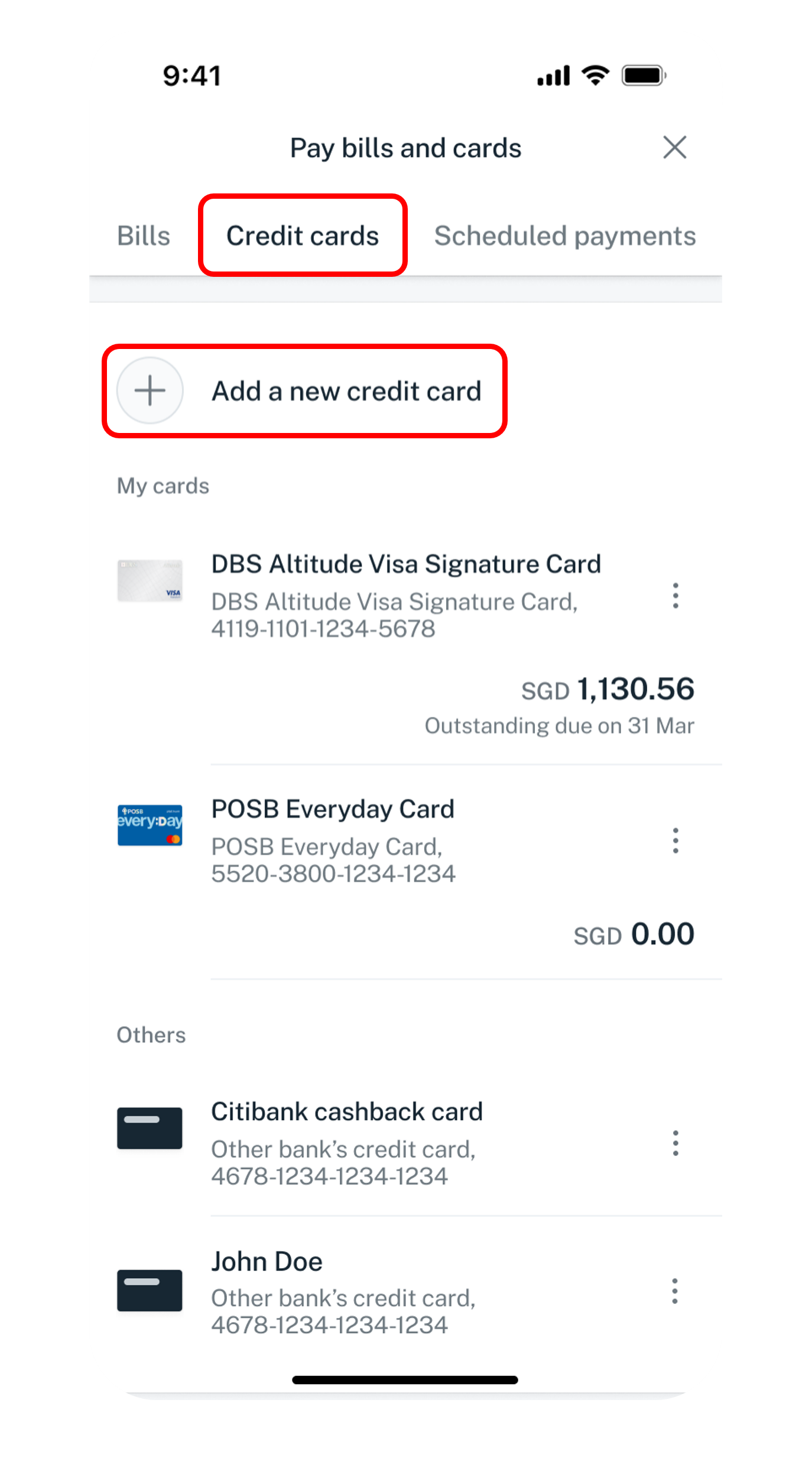 add new credit card