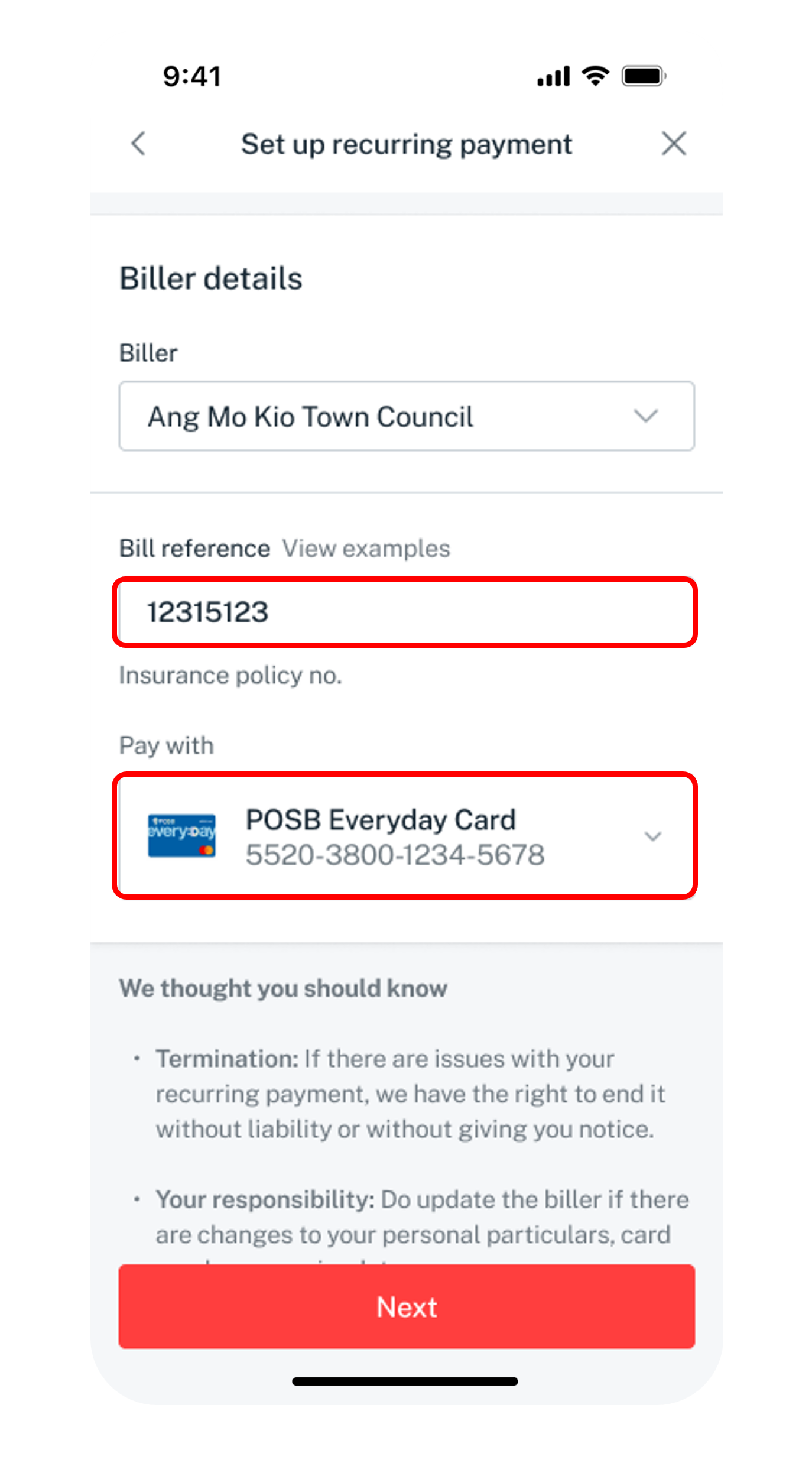 enter billing details