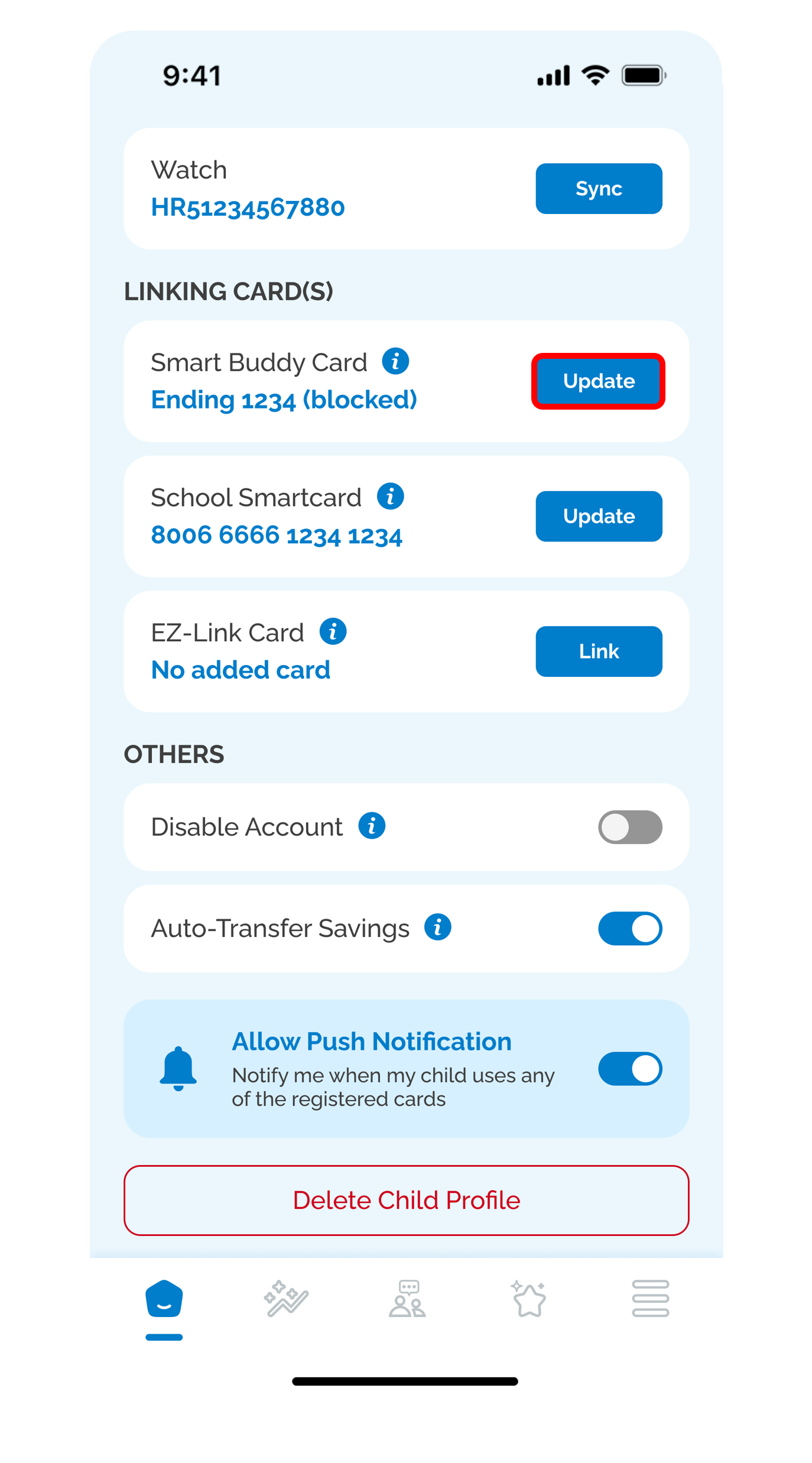 update smartbuddy card