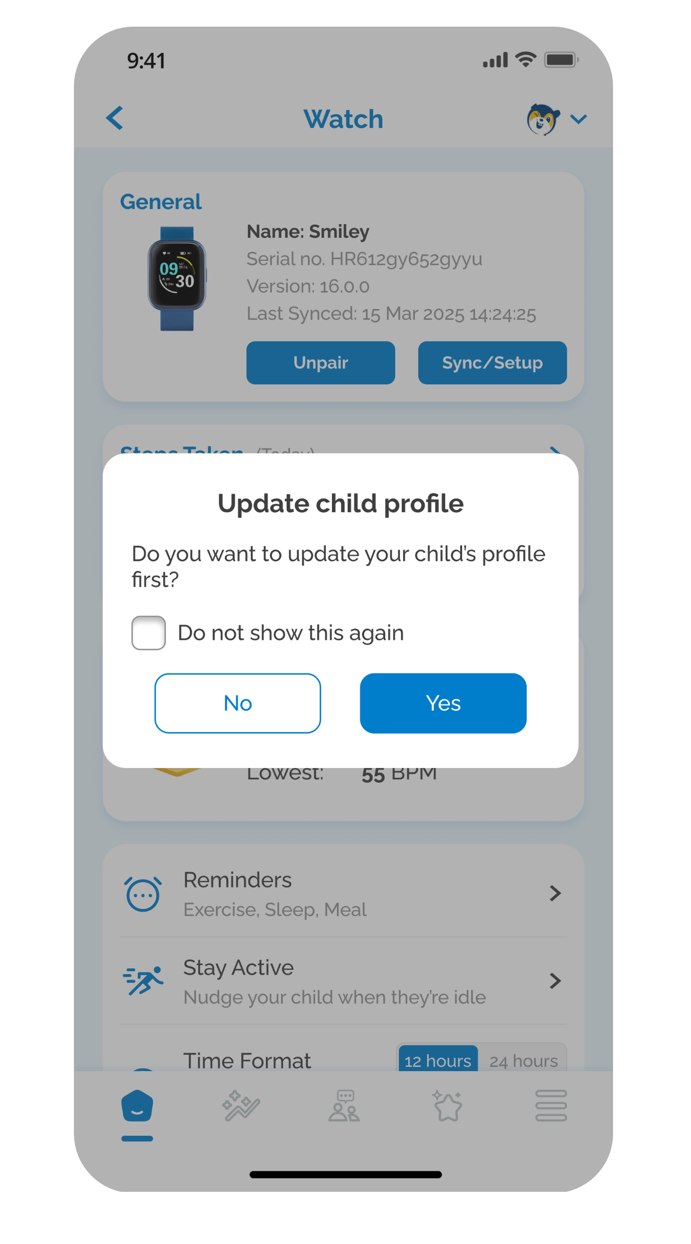 update child profile