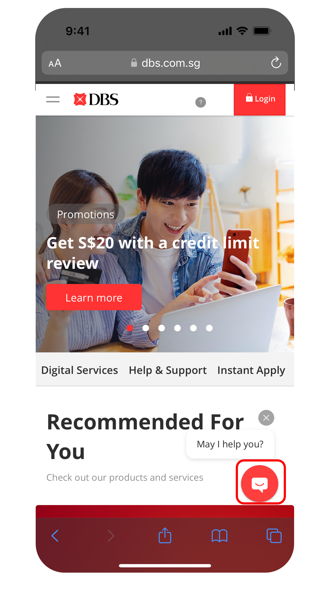 digibank mobile login page