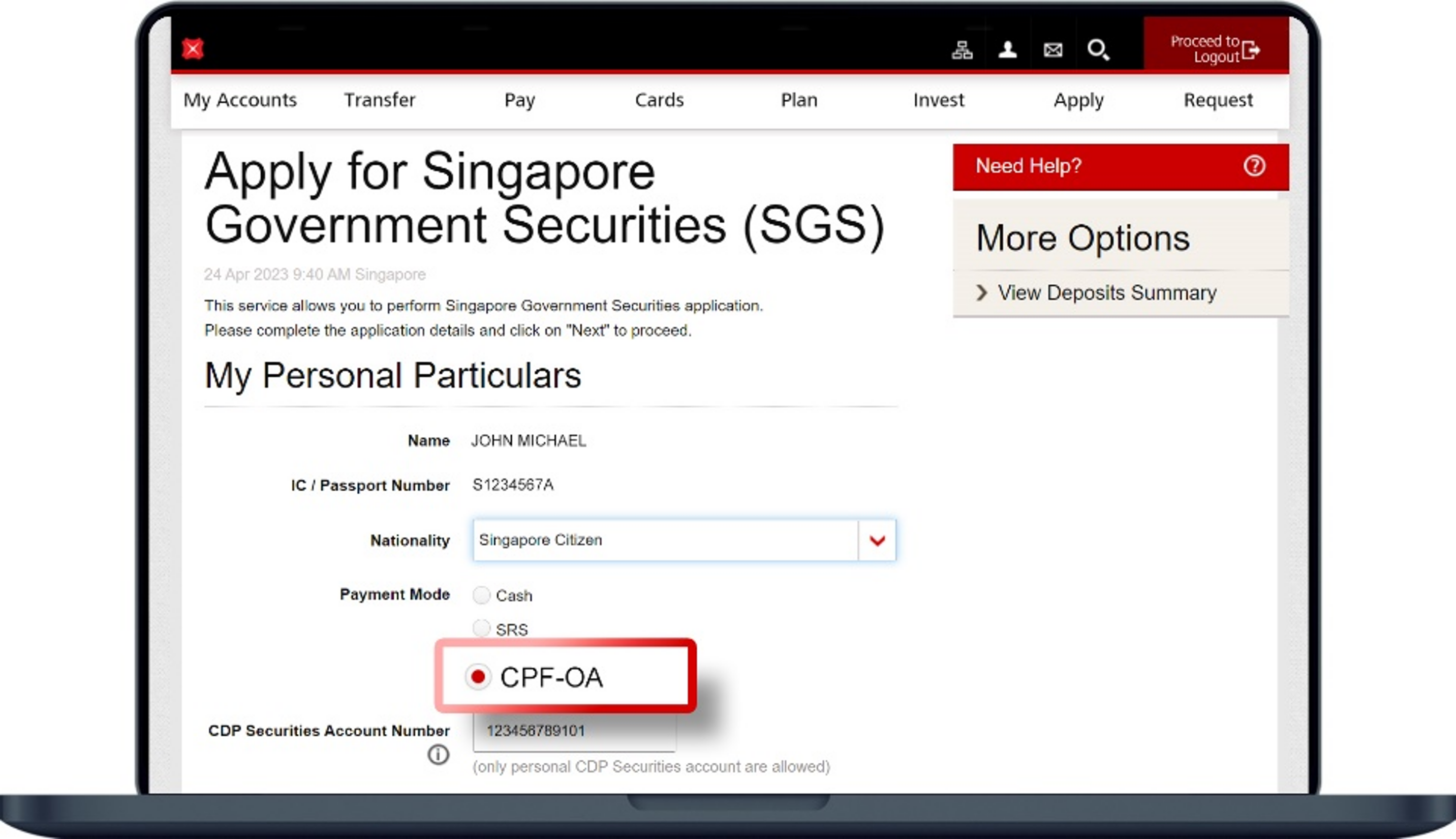 Apply for SGS Bonds/TBills POSB Singapore