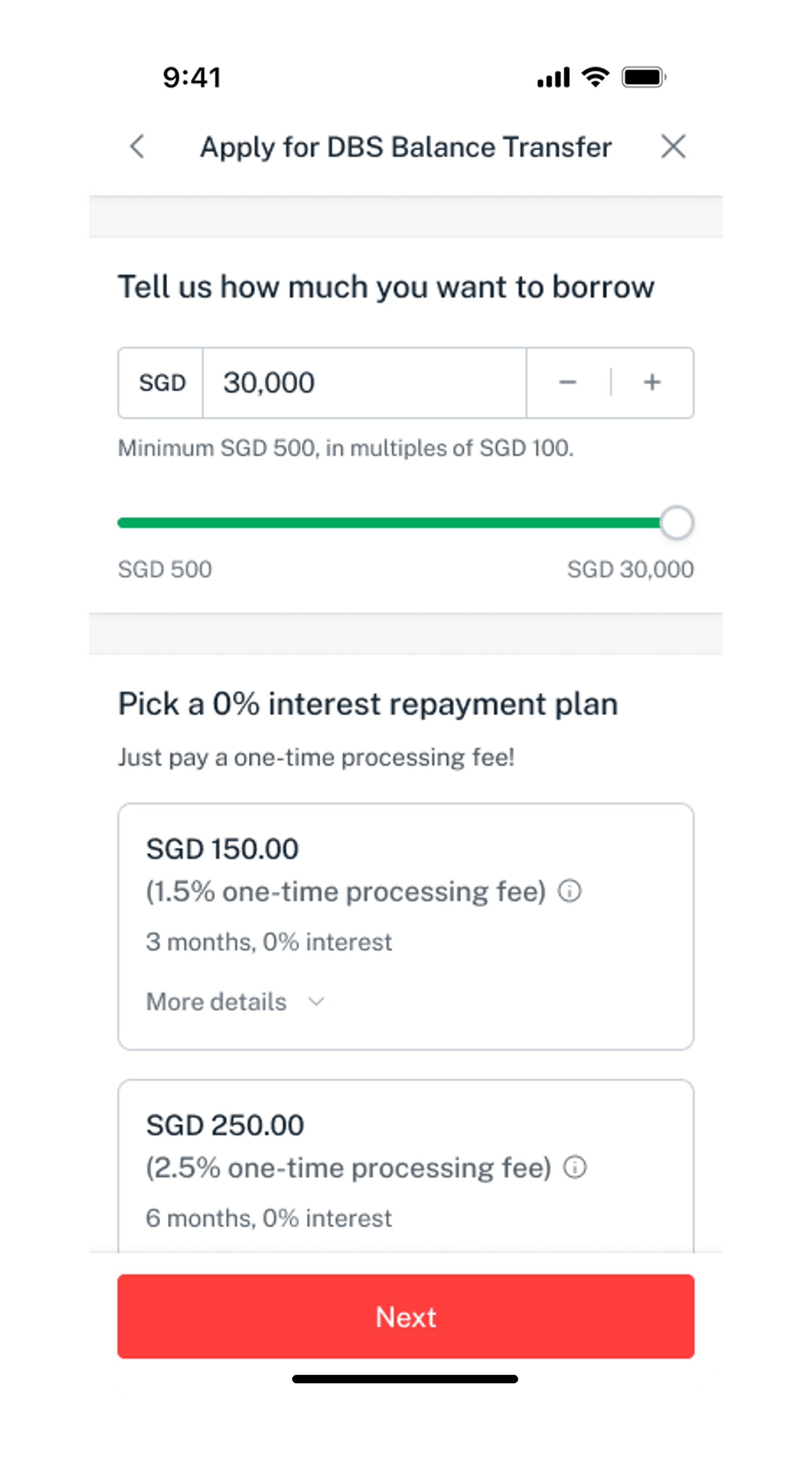 selct loan amount and tenure