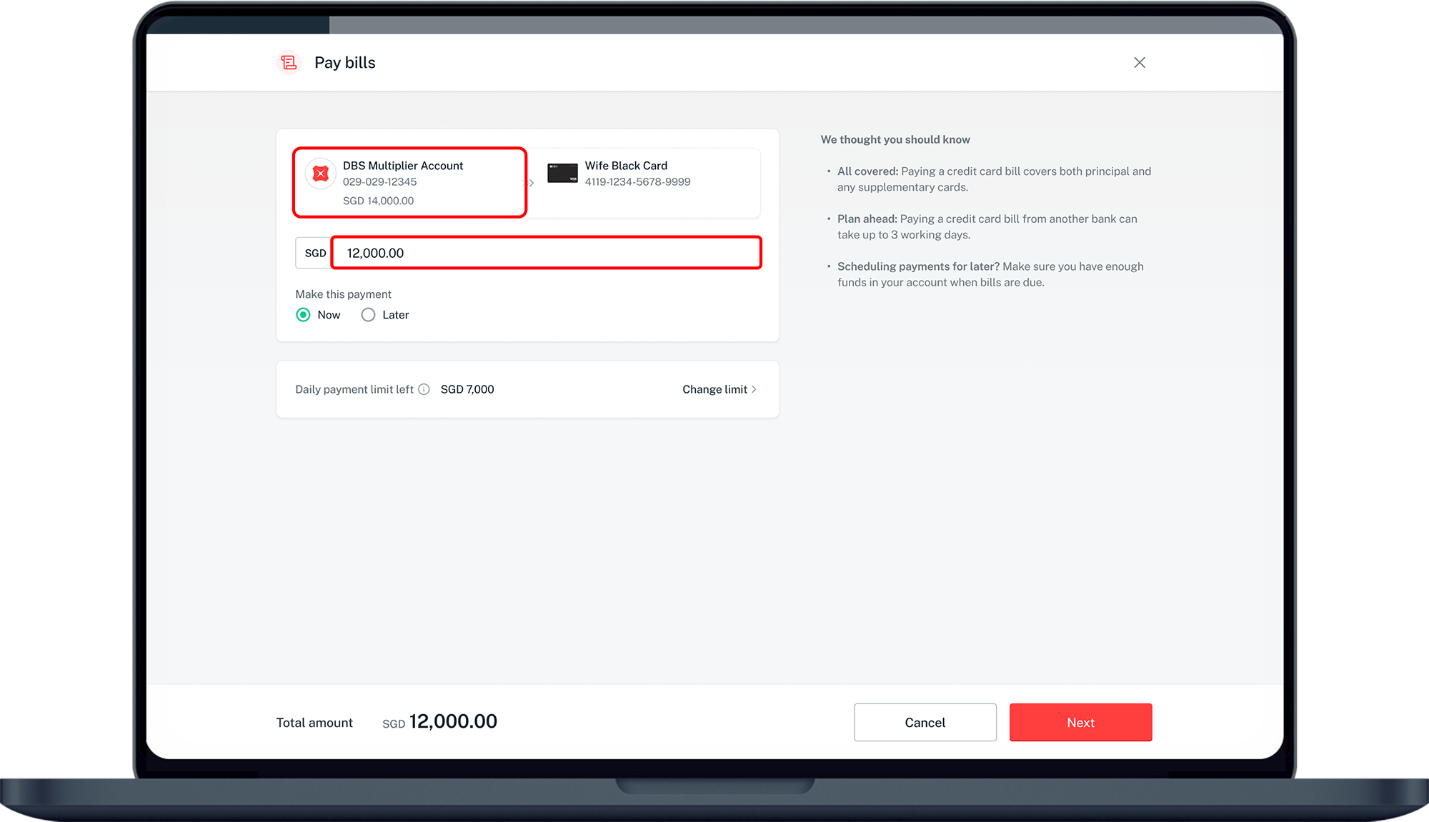 enter payment details